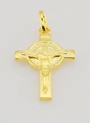 Gold-Plated Cross Pendant – Saint Benedict