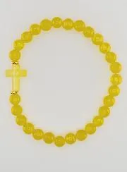 Religious Bracelet with Cross and Yellow Jade