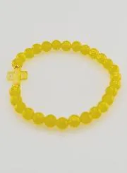 Religious Bracelet with Cross and Yellow Jade