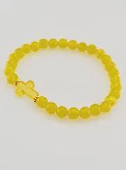 Religious Bracelet with Cross and Yellow Jade