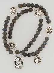 Natural Stone Rosary – Labradorite, St Benedict and St Michael