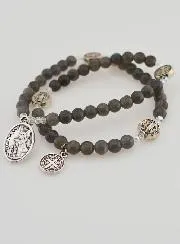 Natural Stone Rosary – Labradorite, St Benedict and St Michael