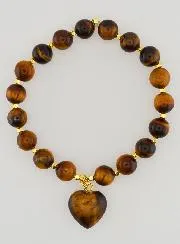 Gemstone Bracelet with Heart – Tiger's Eye