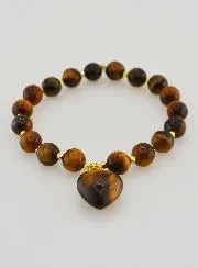 Gemstone Bracelet with Heart – Tiger's Eye