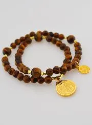 Natural Tiger's Eye Rosary - Saint Benedict
