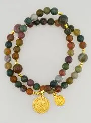 Indian Agate Rosary - Padre Pio and Saint Benedict