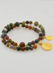 Indian Agate Rosary - Padre Pio and Saint Benedict