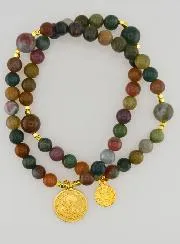 Father Pio and Saint Benedict Agate Rosary