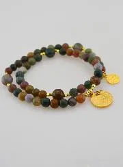 Father Pio and Saint Benedict Agate Rosary