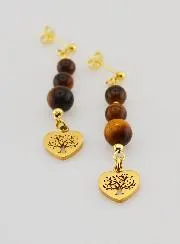 Tiger's Eye Tree of Life Earrings – Golden