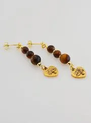 Tiger's Eye Tree of Life Earrings – Golden