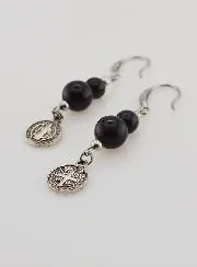 Protective Earrings – St Benedict and Obsidian