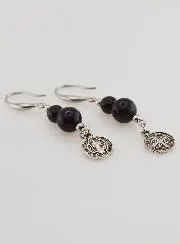 Protective Earrings – St Benedict and Obsidian