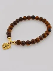 Natural Stone Bracelet – Tiger’s Eye and Tree of Life