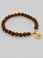 Natural Stone Bracelet – Tiger’s Eye and Tree of Life