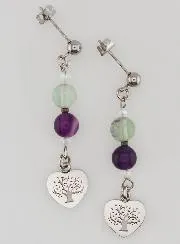 Earrings – Fluorite and Tree of Life