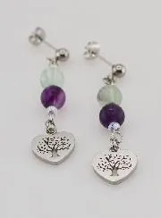 Earrings – Fluorite and Tree of Life