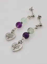 Earrings – Fluorite and Tree of Life
