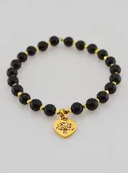 Natural Stone Bracelet – Tourmaline and Tree of Life