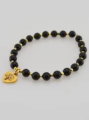 Natural Stone Bracelet – Tourmaline and Tree of Life