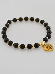 Natural Stone Bracelet – Tourmaline and Tree of Life