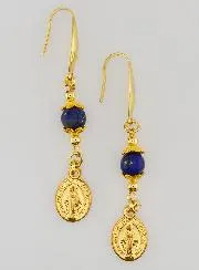 Earrings – Miraculous Medal and Lapis Lazuli