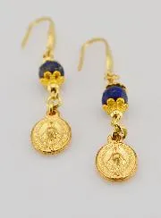 Earrings – Miraculous Medal and Lapis Lazuli