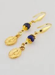 Earrings – Miraculous Medal and Lapis Lazuli