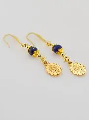 Miraculous Medal – Lapis Lazuli Earrings