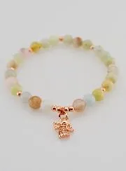 Natural Stone Bracelet – Morganite and Guardian Angel