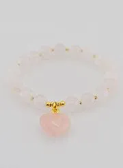 Gemstone Heart Bracelet – Rose Quartz