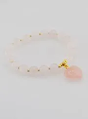 Gemstone Heart Bracelet – Rose Quartz