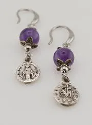 Miraculous Medal – Amethyst Earrings