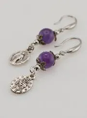 Miraculous Medal – Amethyst Earrings