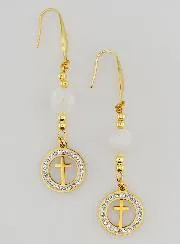 Earrings – Moonstone and Cross
