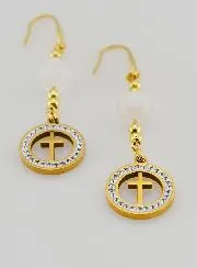 Earrings – Moonstone and Cross