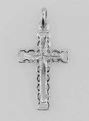 Carved and Openwork Silver Cross Pendant