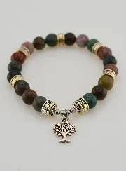 Indian Agate Bracelet with Tree of Life