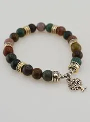 Indian Agate Bracelet with Tree of Life