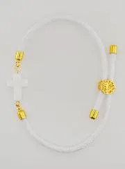 Religious Bracelet with Cross – White