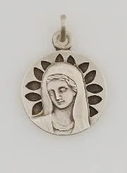 Silver Medal Virgin Mary with Petals – 16mm