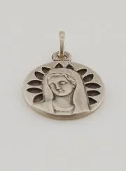Silver Medal Virgin Mary with Petals – 16mm