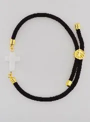 Religious Bracelet with Cross – Black