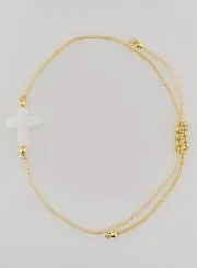 Bracelet with Cross - Beige