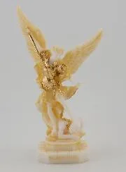 Painted Alabaster Statue of Saint Michael – 12cm