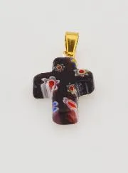 Handcrafted Glass Cross Pendant – Black