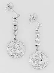 Guardian Angel Earrings Rhodium-Plated Brass