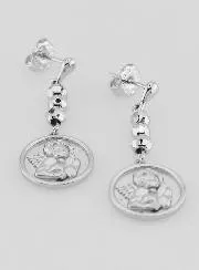 Guardian Angel Earrings Rhodium-Plated Brass