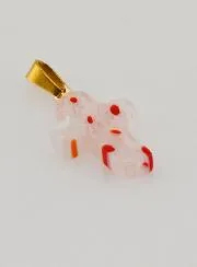 Handcrafted Glass Cross Pendant – Red Flowers
