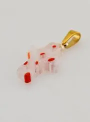 Handcrafted Glass Cross Pendant – Red Flowers